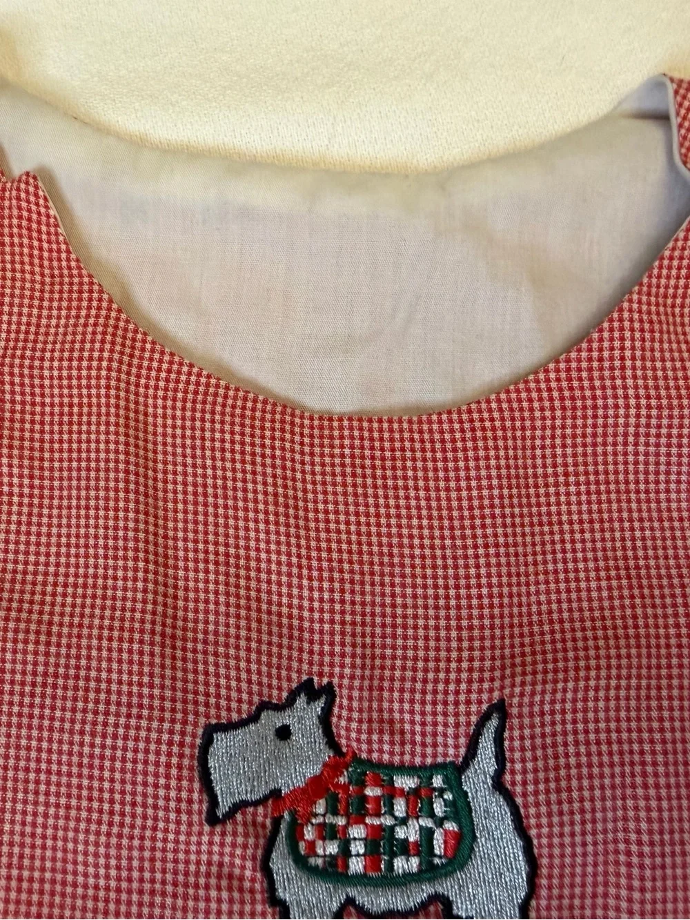 Handmade Vintage-Style Scottie Dog Christmas Jumper Dress 2T Red Check